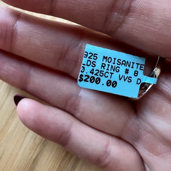 Moissanite Solitaire Ring – 0.42 CT, VVS1 D Color – 925 Silver – Size 8 - Picture 4 of 6